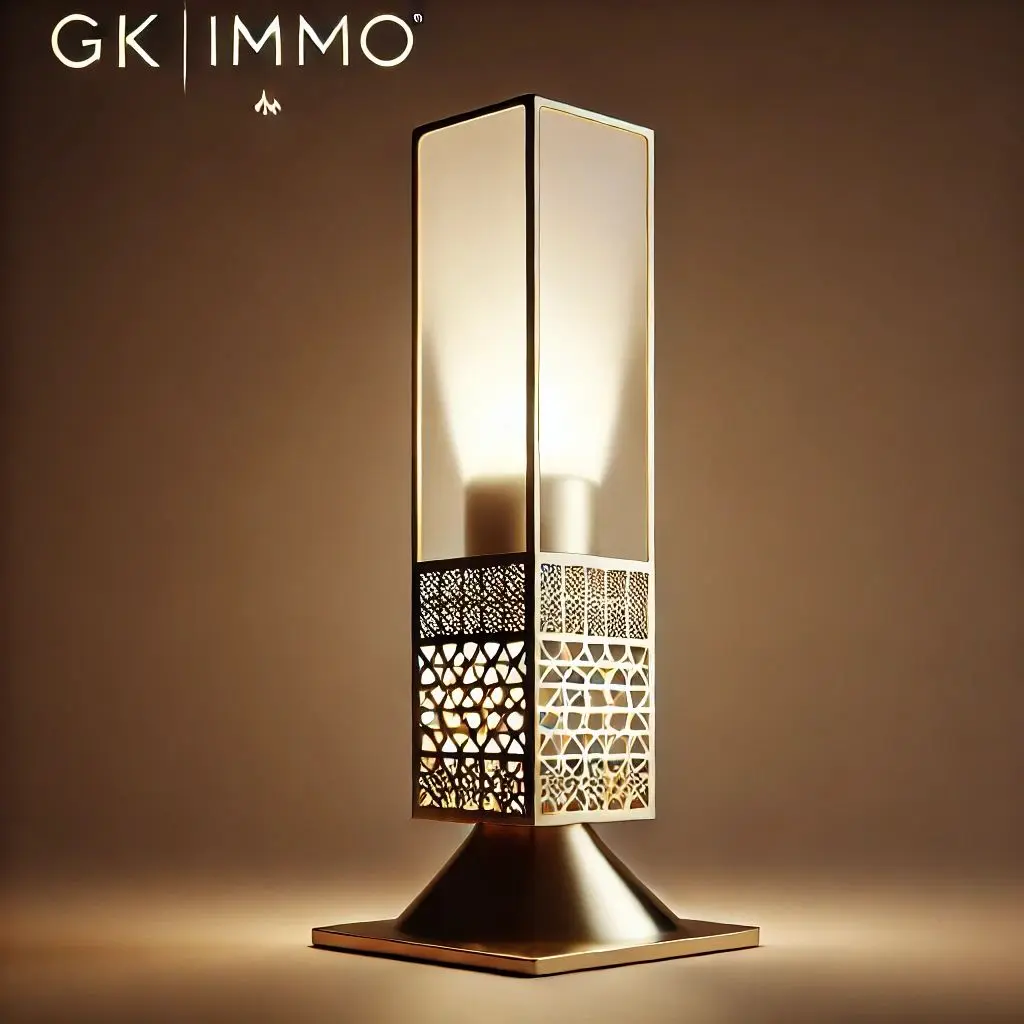 Lampe de table moderne en laiton et verre givré