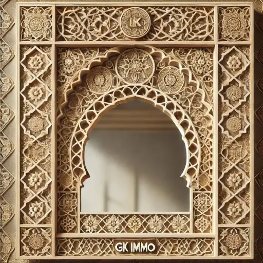Miroir sculpté avec motifs traditionnels