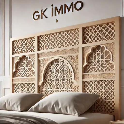 Tête de lit moderne en bois sculpté inspirée du Riad marocain
